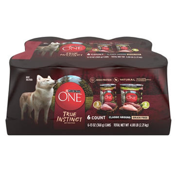 Purina ONE True Instinct Classic Ground Grain-Free Formulas High Protein Wet Dog Food Variety Pack - Real Turkey and Venison, and Real Chicken and Duck