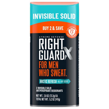 Right Guard Xtreme Defense Men's Antiperspirant Solid Deodorant - Arctic Refresh, 2 pk