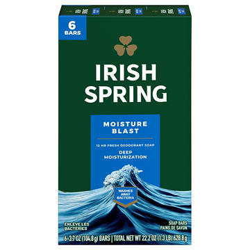 Irish Spring Moisture Blast Deodorant Bar Soap for Men