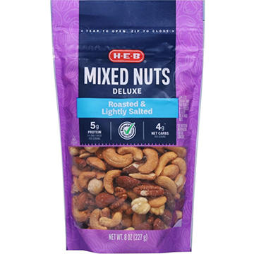 H-E-B Deluxe Lightly Salted Roasted Mixed Nuts