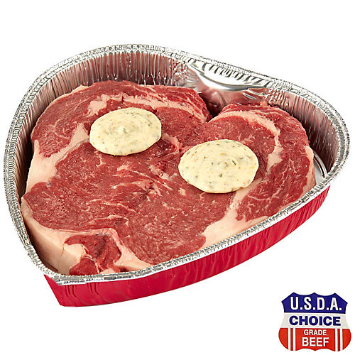 Heart-Shaped Ribeye with Herb Butter Recipe from H-E-B