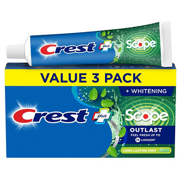 Crest Complete + Scope Outlast Whitening Toothpaste - Long Lasting Mint, 3 Pk
