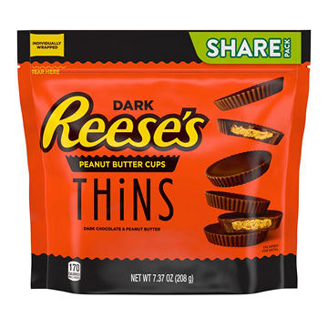 Reese's Thins Dark Chocolate Peanut Butter Cups Candy - Share Pack