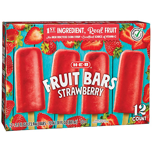 H-E-B Zero Sugar Added Frozen Fruit Bars - Strawberry - Shop Bars & Pops at  H-E-B