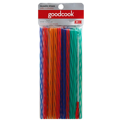 Good Cook Touch Stainless Steel Straws, 10 x 4.3 x 0.75, Assorted