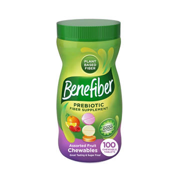 Benefiber Chewable Prebiotic Fiber Supplement Tablets for Digestive Health, Assorted Fruit Flavors