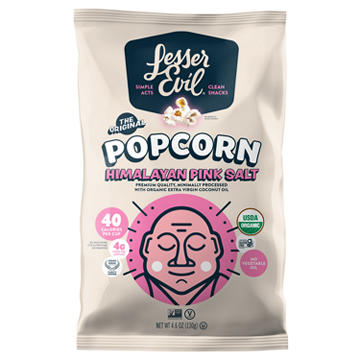 LesserEvil Organic Popped Popcorn - Himalayan Pink Salt