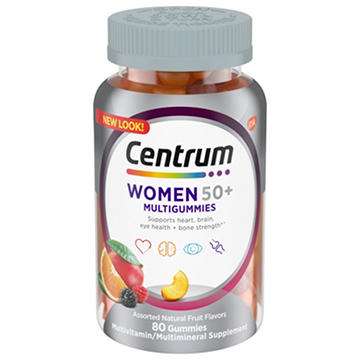 Centrum MultiGummies for Women 50 Plus, Multivitamin/Multimineral Supplement with Vitamins D3, E, B6, and B12, Assorted Fruit Flavor