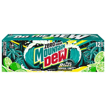 Mountain Dew Baja Blast Zero Sugar Soda 12 oz Cans