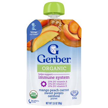 Gerber Organic for Toddler WonderFoods Pouch - Mango Peach Carrot Sweet Potato Oatmeal