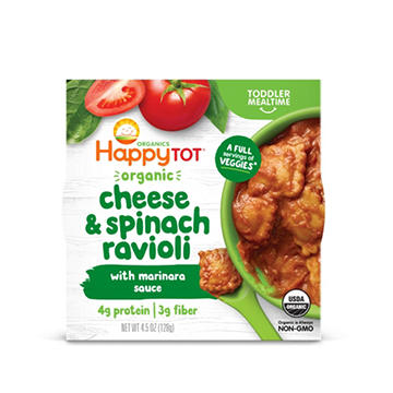 Happy Tot Organics Cheese & Spinach Ravioli With Marinara Sauce