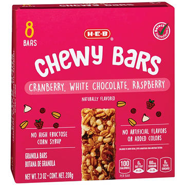 H-E-B Cranberry, White Chocolate & Raspberry Chewy Bars