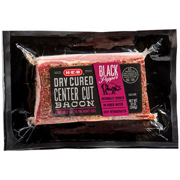 H-E-B Black Pepper Dry Cured Center Cut Bacon