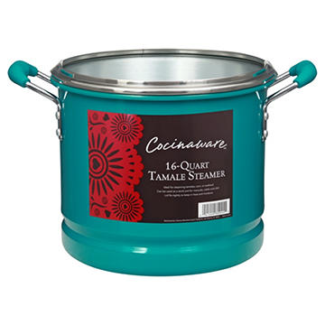 Cocinaware Teal Tamale Steamer with Glass Lid