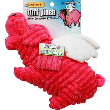 Ruffin' It Tuff Plush Flying Pig Dog Toy