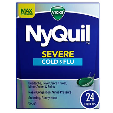 Vicks NyQuil SEVERE Cold & Flu Liquicaps Over-the-Counter Medicine, Powerful Nighttime Relief