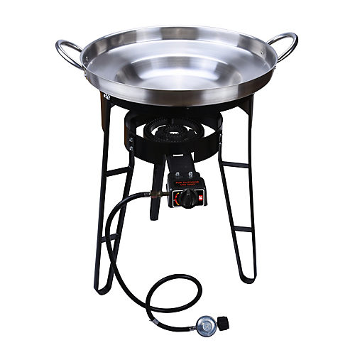 16 Inch Comal Stainless Steel Concave Frying Gas Stove Outdoors