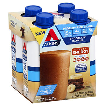 Atkins Chocolate Banana Protein-Rich Energy Shake 4 pk