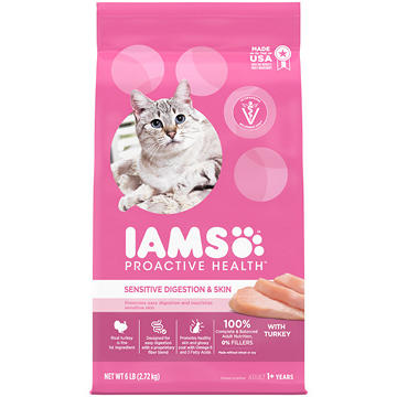IAMS Proactive Health Adult Sensitive Digestion & Skin Dry Cat Food - Turkey Cat Kibble