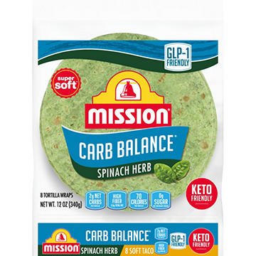 Mission Carb Balance Spinach & Herb Flour Tortillas, Soft Taco Size