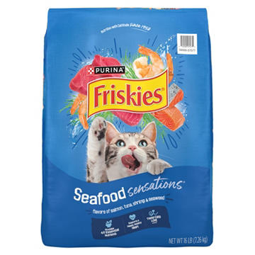 Friskies Purina Dry Cat Food Seafood Sensations - Salmon, Tuna, and Shrimp Flavors