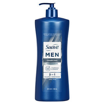 Suave Men Charcoal 3-in-1 Shampoo, Conditioner & Body Wash - Charcoal & Ginger