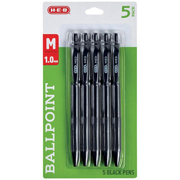 H-E-B 1.0mm Retractable Ballpoint Pens - Black Ink
