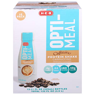 H-E-B OPTI-MEAL Cafeccino 10g Protein Shakes 12 pk Bottles - Cappuccino