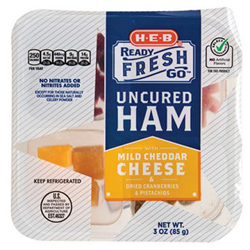 H-E-B Ready, Fresh, Go! Snack Tray - Uncured Ham & Mild Cheddar Cheese