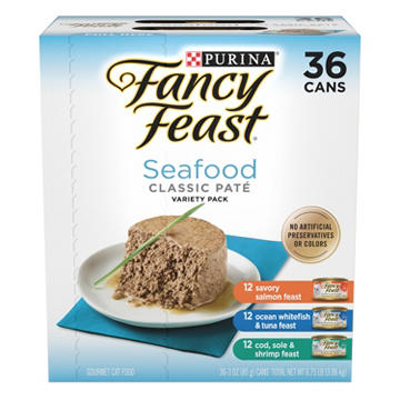 Fancy Feast Purina Collection Grain Free Wet Cat Food Variety Pack - Seafood Classic Pate