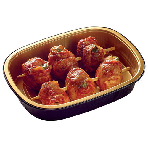 H-E-B BBQ Seasoned Bacon Wrapped Chicken Breast, Jalapeno and Cheese Skewer, Avg. 0.88 lb
