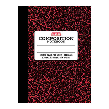 H-E-B College Ruled Composition Notebook - Red Marble
