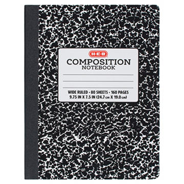 H-E-B Wide Ruled Composition Notebook - Black Marble