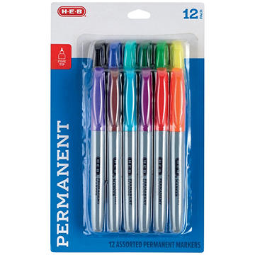 H-E-B Fine Tip Permanent Markers - Assorted Ink