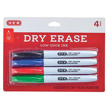 H-E-B Fine Tip Dry Erase Markers - Assorted Ink
