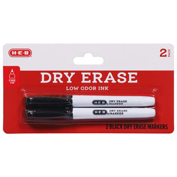 H-E-B Fine Tip Dry Erase Markers - Black Ink