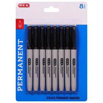 H-E-B Fine Tip Permanent Markers - Black Ink