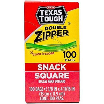 H-E-B Texas Tough Double Zipper Square Snack Bags