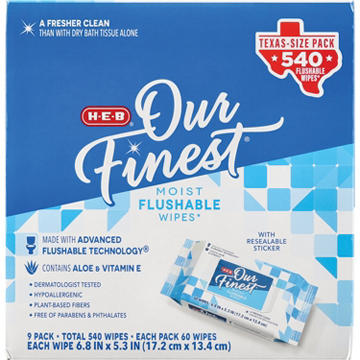 H-E-B Our Finest Moist Flushable Wipes - Texas Size Pack