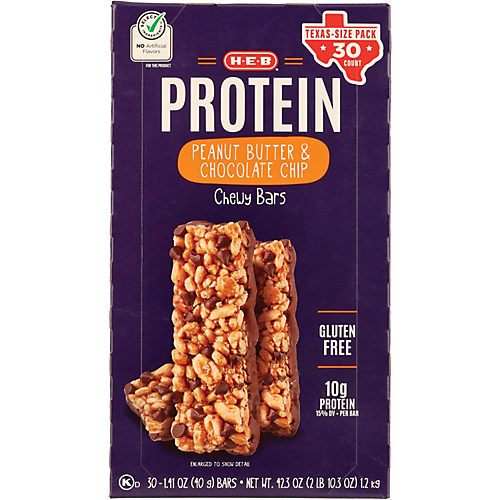 H-E-B 10g Protein Chewy Bars, Peanut Butter & Chocolate Chip - Texas-Size  Pack - Shop Granola & Snack Bars at H-E-B