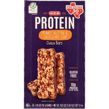 H-E-B 10g Protein Chewy Bars, Peanut Butter & Chocolate Chip - Texas-Size Pack