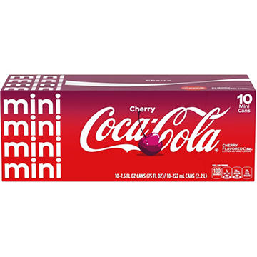 Coca-Cola Cherry Coke Soda Soft Drink Fridge Pack 10 pk Mini Cans