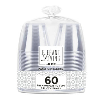 Elegant Living by H-E-B 9 oz Premium Clear Plastic Cups