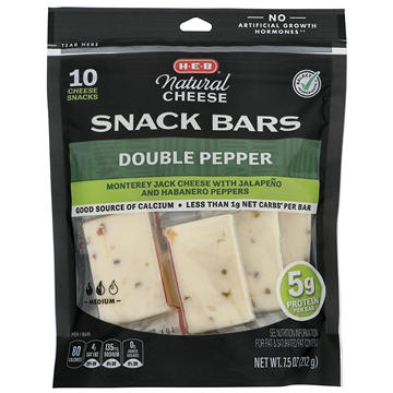 H-E-B Double Pepper Monterey Jack Cheese Snack Bars, 10 ct