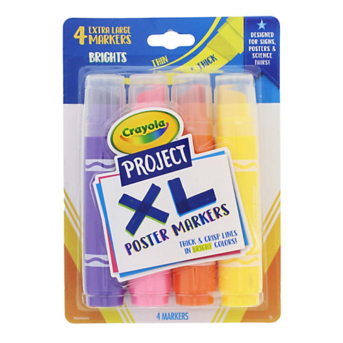 Crayola Project XL Poster Markers, Bright, 4 Pieces 