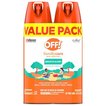 OFF! FamilyCare Mosquito Repellent Smooth & Dry Non-Greasy Spray, 2 pk