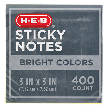 H-E-B Sticky Notes - Bright Colors, 400 ct