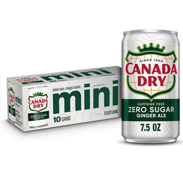 Canada Dry Zero Sugar Ginger Ale Soda 10 pk Mini Cans