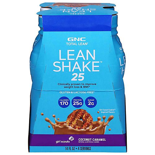 GNC Total Lean, Lean Shake 25, To Go Bottles, Low-Carb Protein Shake to  Improve Weight Loss & BMI, Girl Scouts Coconut Caramel