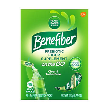 Benefiber On the Go Prebiotic Fiber Supplement Powder for Digestive Health, Unflavored Powder Stick Packs